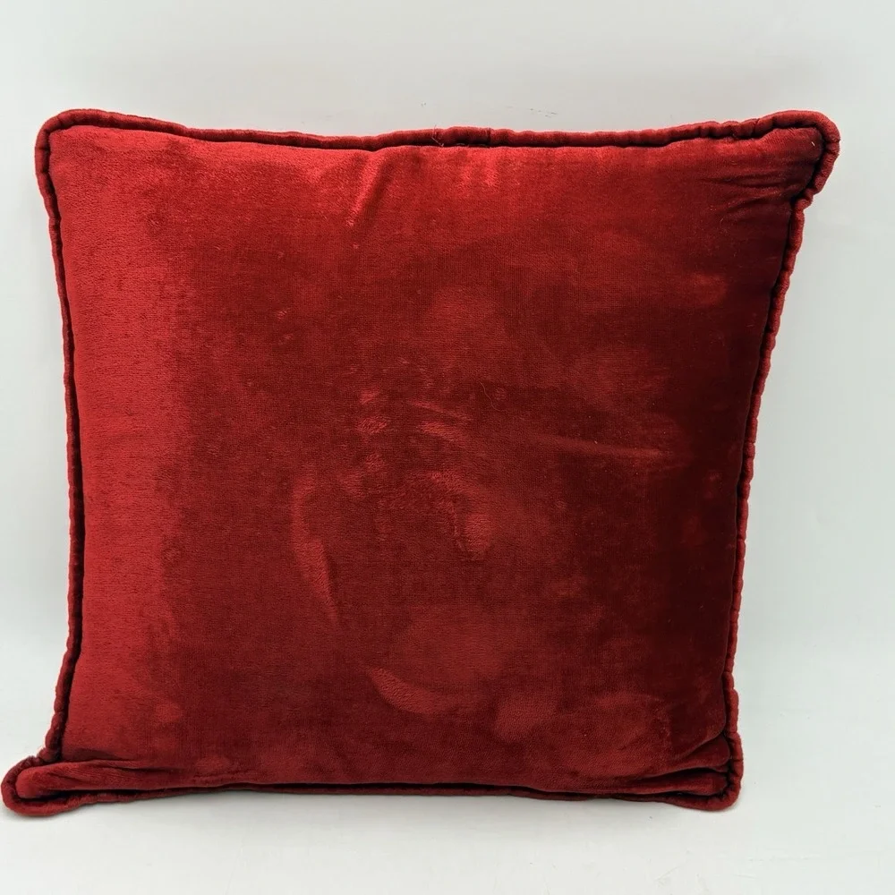 VTG Needlepoint Throw Pillows Burgundy Red Velvet Floral Handmade 14